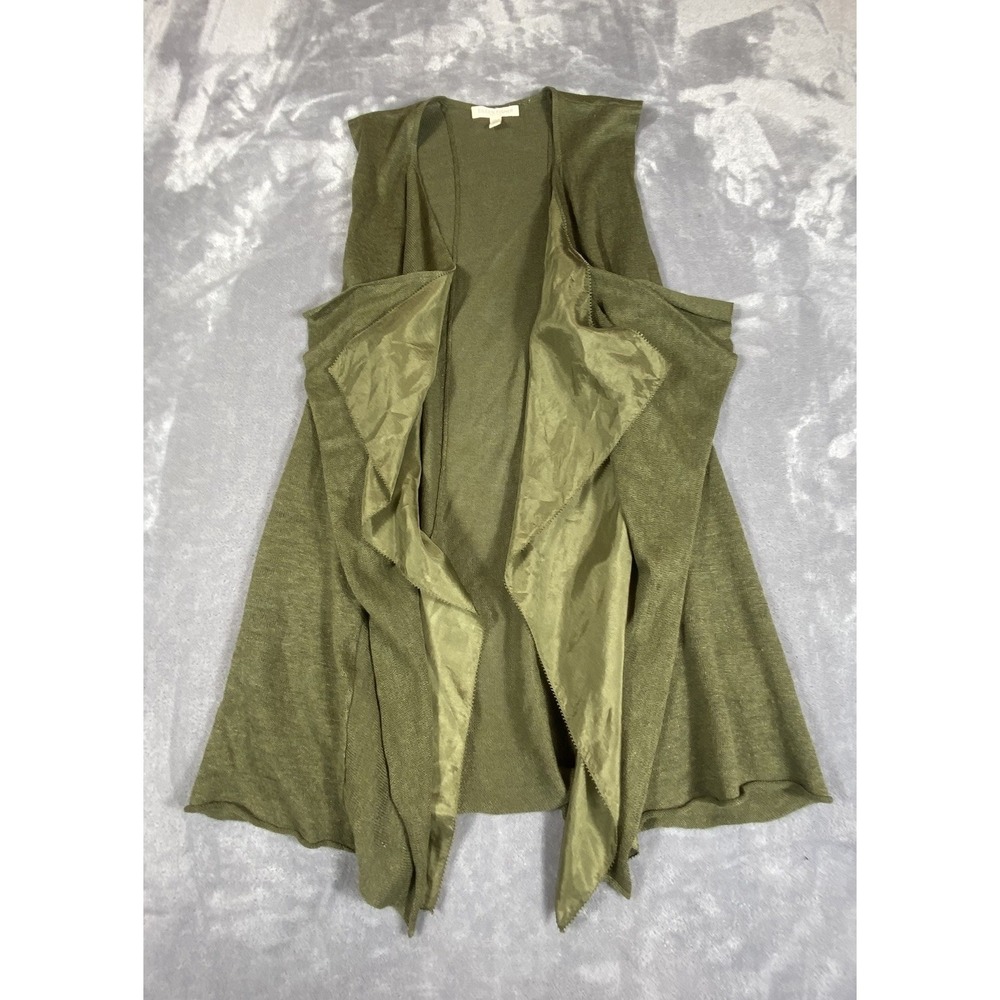 Eileen Fisher‎ Cardigan Linen Silk Habutai Small Petite Open Draped Cascading - Picture 3 of 11